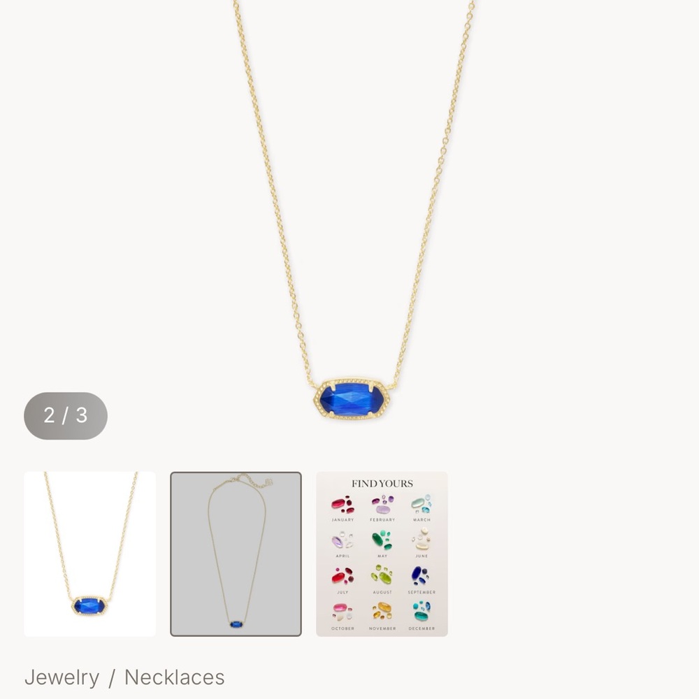 Kendra Scott Cobalt Blue and Gold Elisa Necklace - Picture 3 of 3